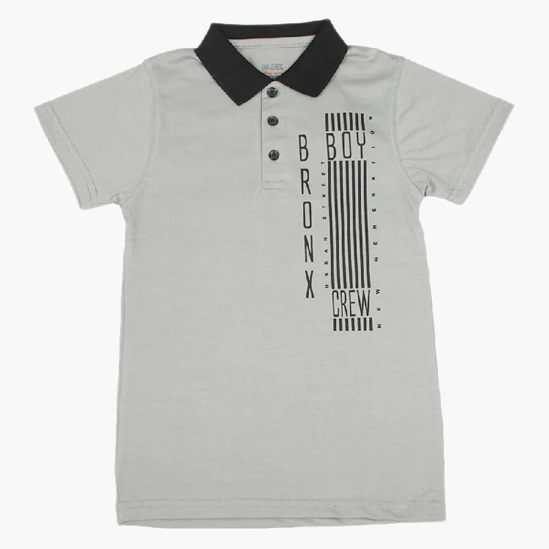 Boys Half Sleeves Polo T-Shirt - Light Grey