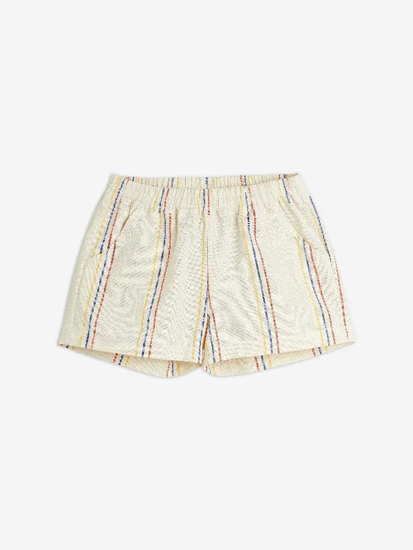 Mini Rodini Boys Striped Woven Shorts in Ivory