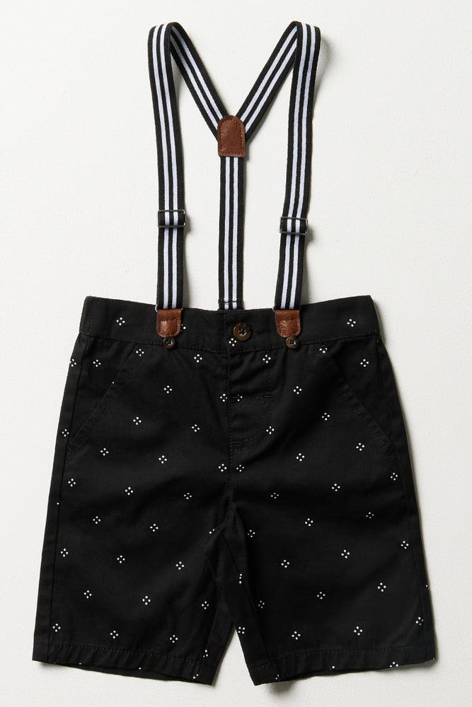 Chino Shorts With Braces Black