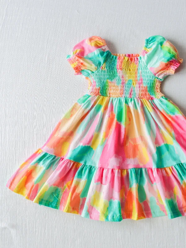 Puff Sleeve Dress - Popsicle Splash