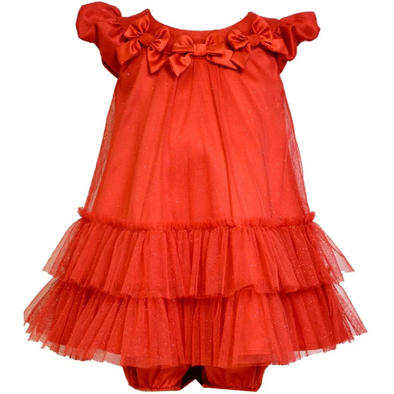 Bonnie Jean Baby Girls Red Mesh Bow Dress